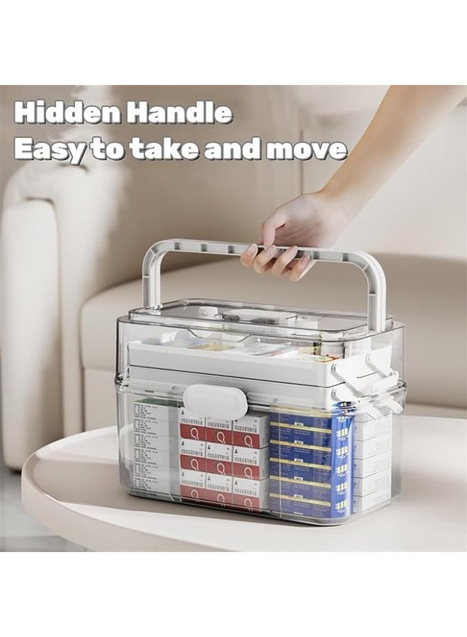 DUNISO 3-Tier Portable Medicine Storage Box, Family Emergency Pill Box, Medical Organizer with Transparent Visual Design, Dustproof & Moisture-Proof, Suitable for Home&Travel Use (clear) - Image 5